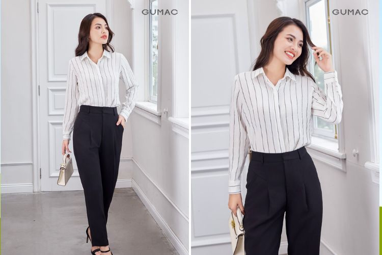 Áo sơ mi nữ kẻ sọc dài tay